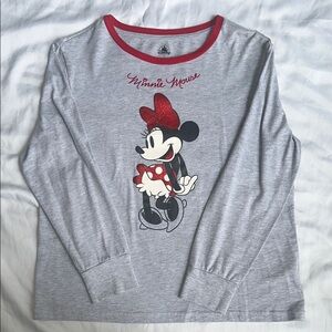 Disney Minnie Mouse Gray and Red Long Sleeve Tee